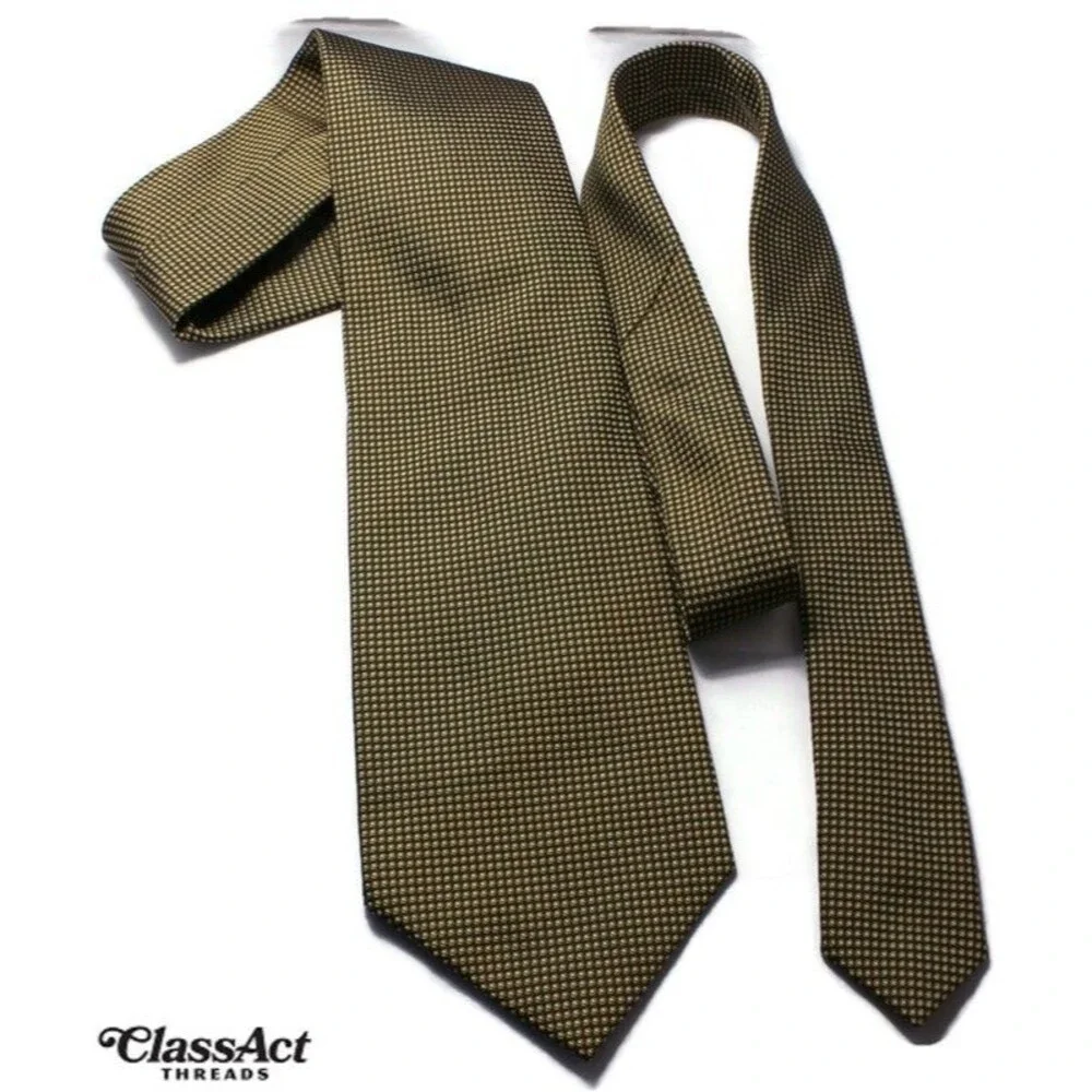 Vintage Ralph Lauren Chaps Neck Tie green Yellow Checked Classic Mens